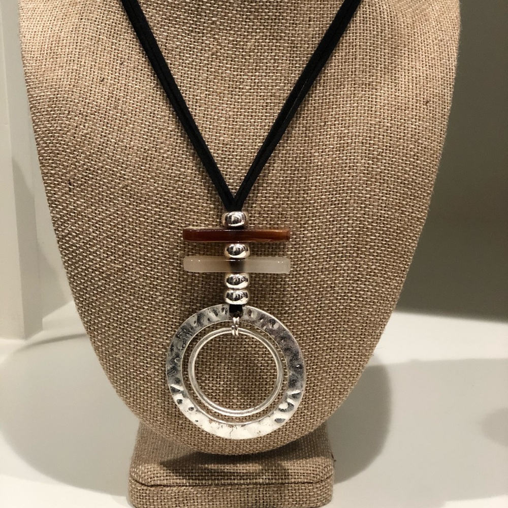 Silver and Black Pendant Necklace